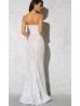 Sparkly Strapless White Sequin Floor Length Wedding Dress